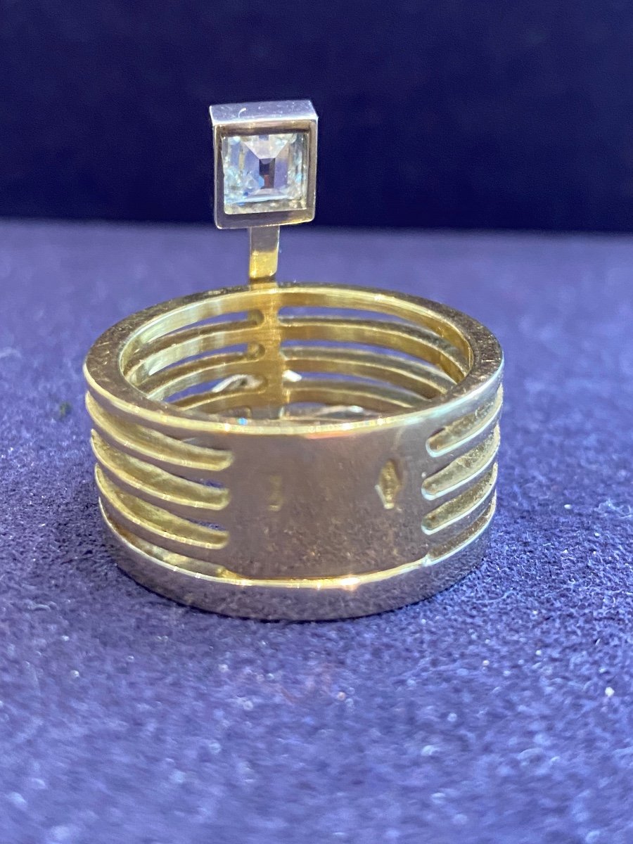 Janine Renard (1947), Modernist Gold & Diamond Tiara Ring-photo-3