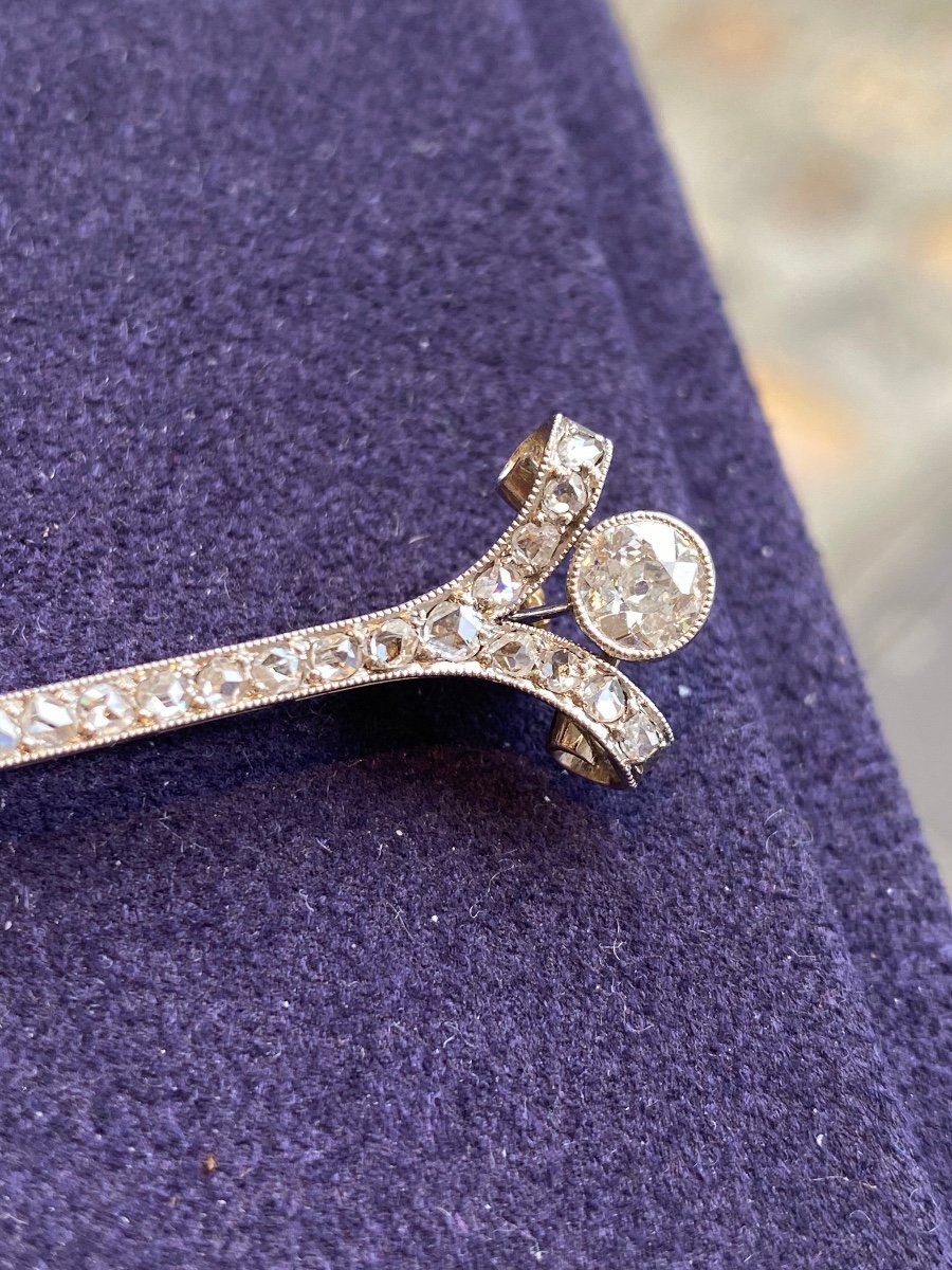 Broche Barrette Diamants Or & Platine Art Deco-photo-2