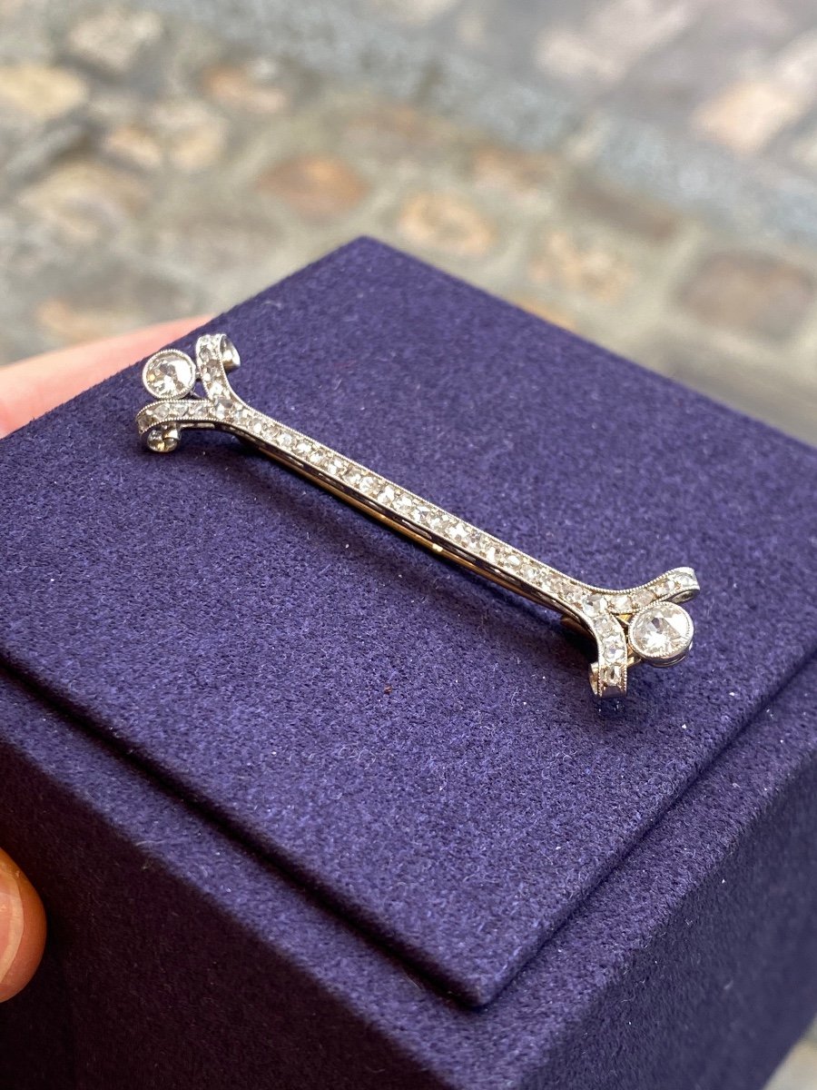 Broche Barrette Diamants Or & Platine Art Deco-photo-1