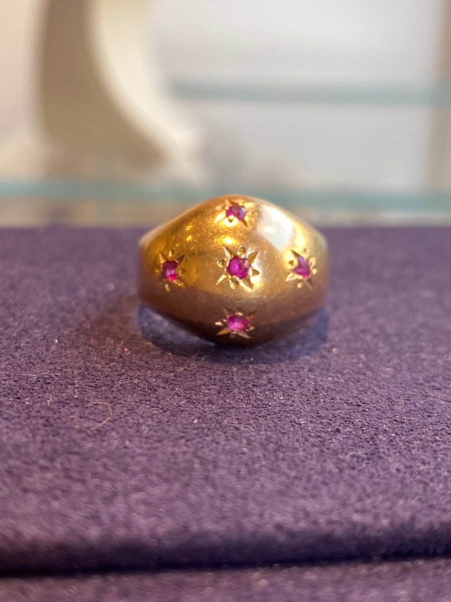 Ball Ring Called "constellation" Rose Gold & Ruby