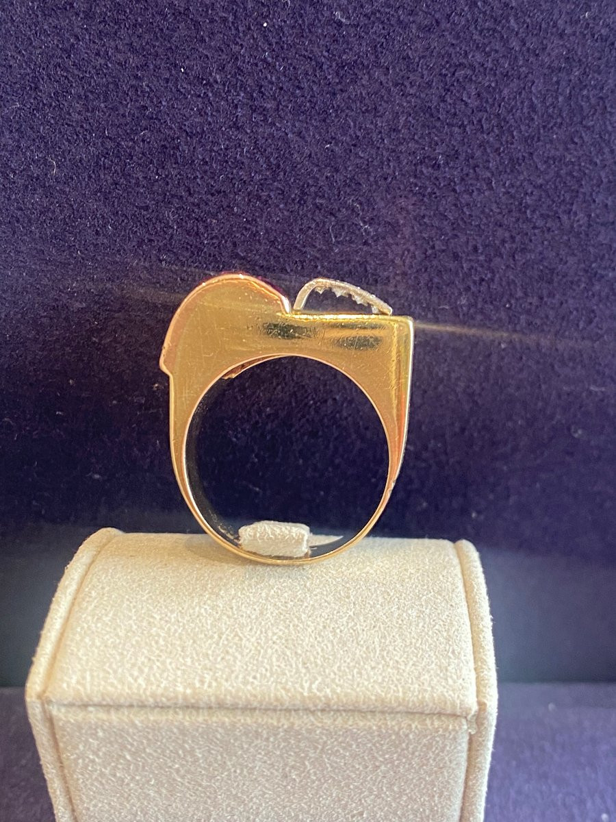 Tank Ring Model A Bridge Diamonds & Rubies Verneuil -photo-1