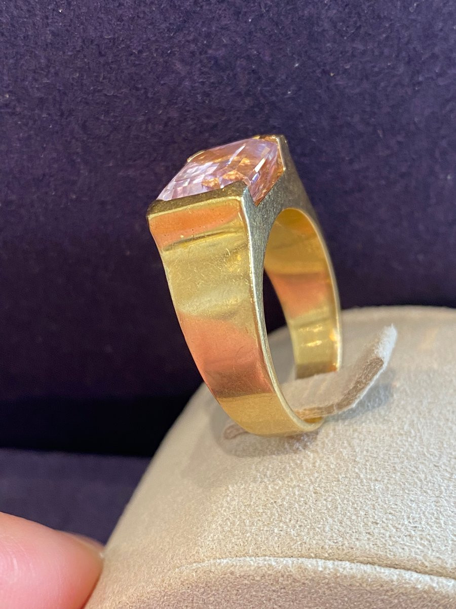 Modernist Gold & Kunzite Ring-photo-4