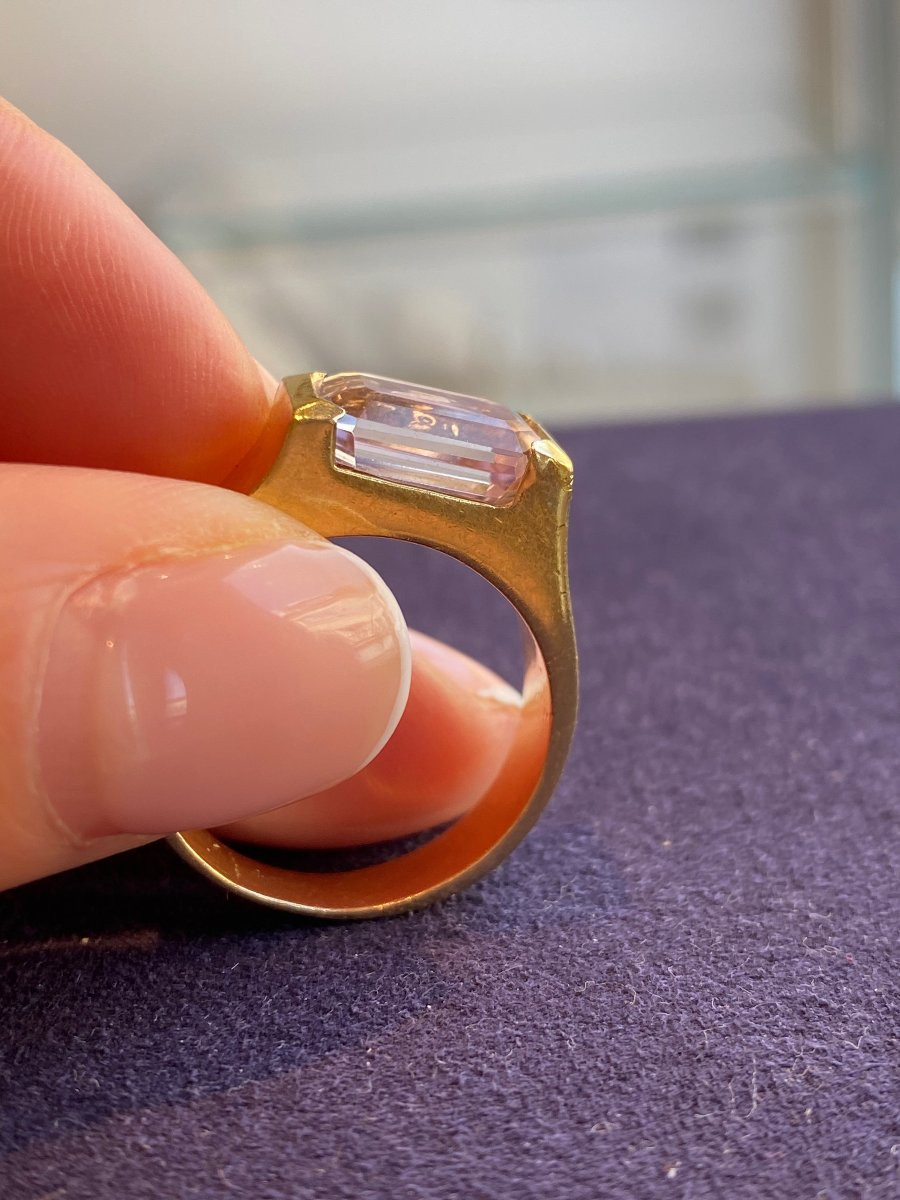 Modernist Gold & Kunzite Ring-photo-3