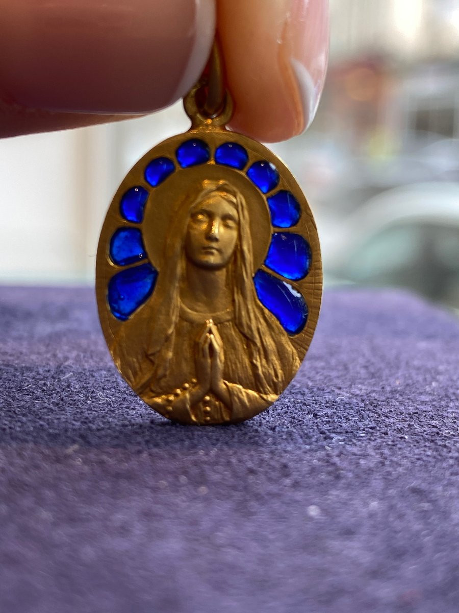 Medaille De La Vierge Emaux Plique A Jour-photo-2