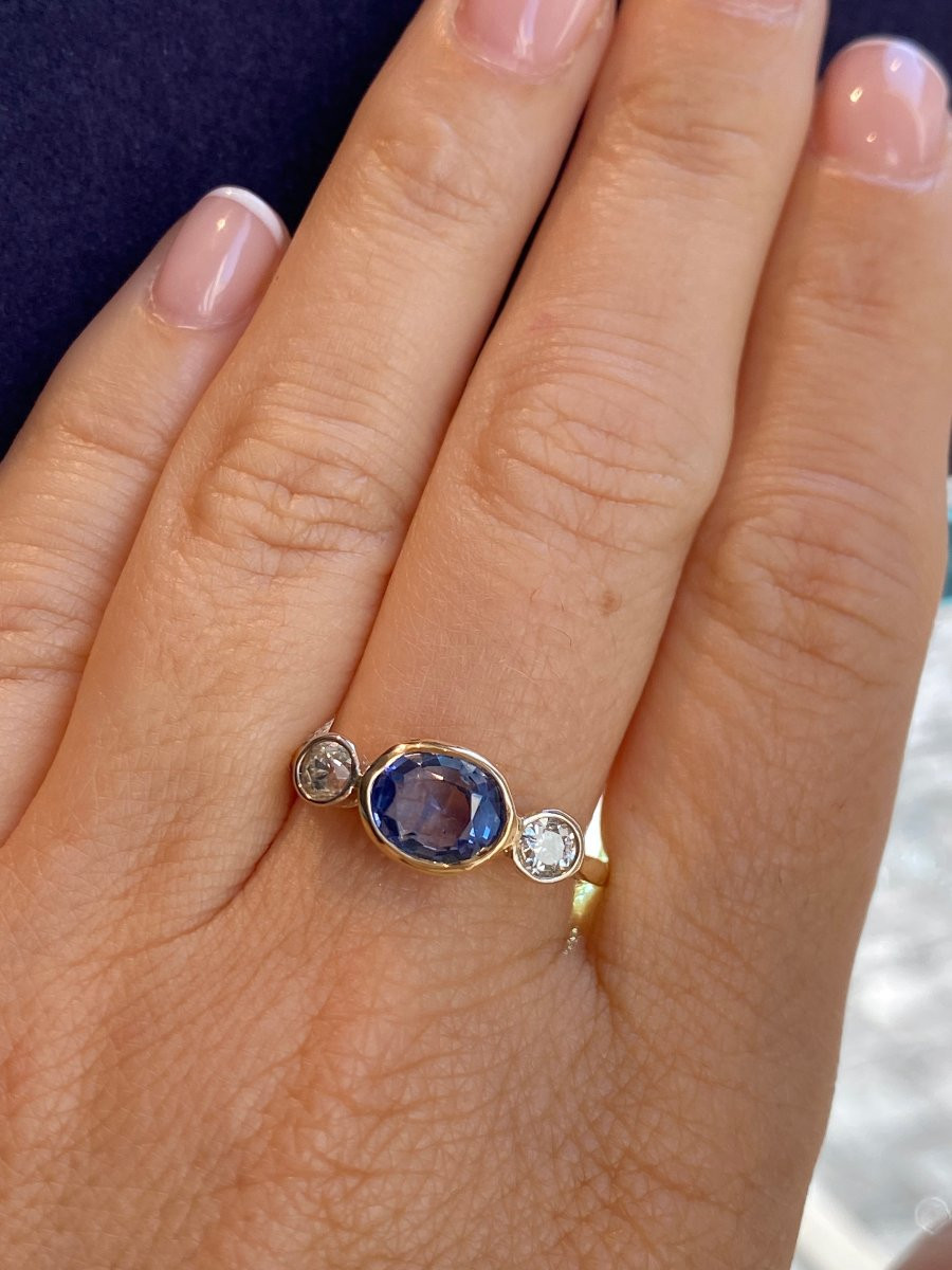 Antique Sapphire And Diamond Ring-photo-5