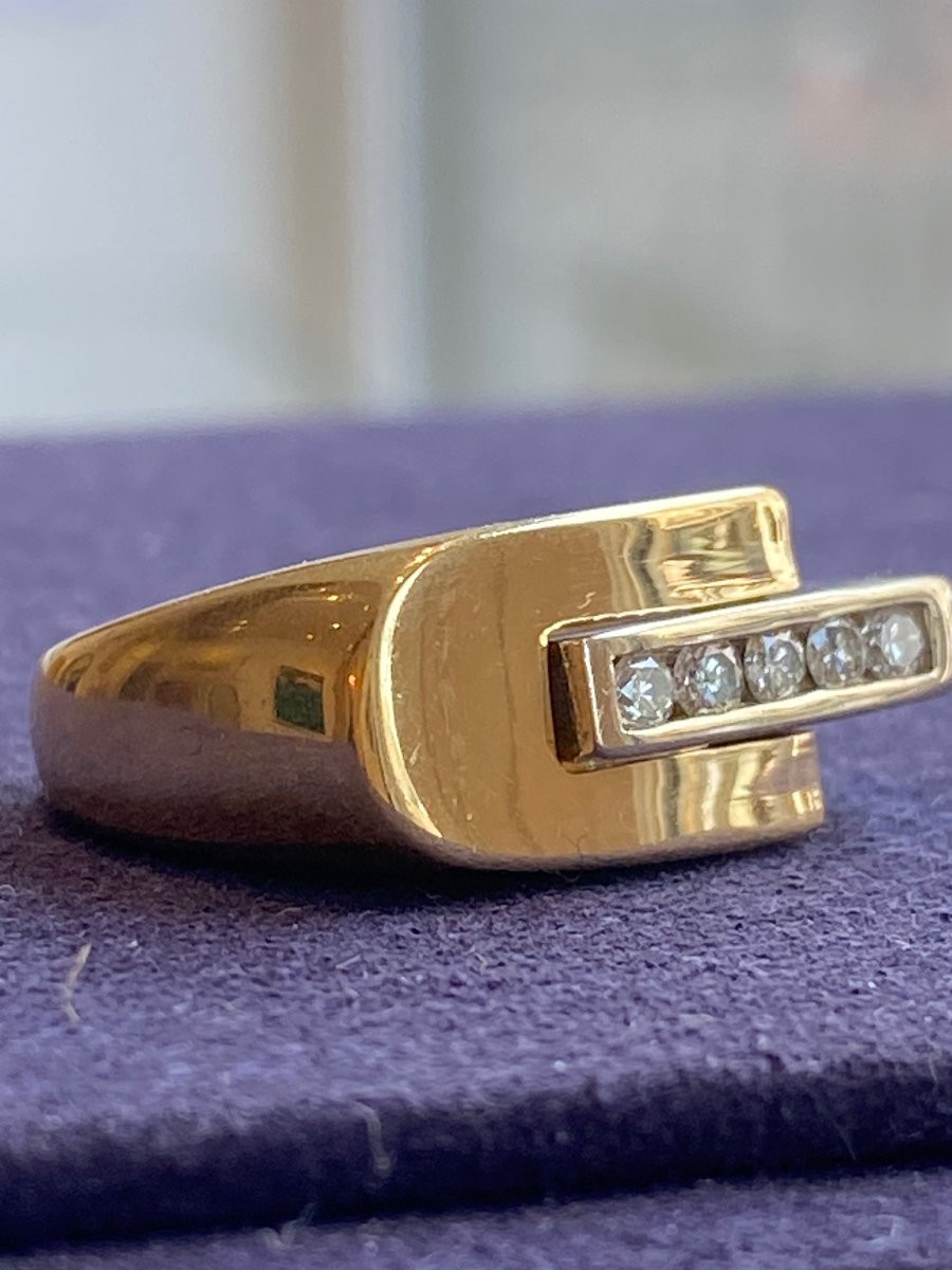 Bague moderniste deux ors & diamants-photo-3