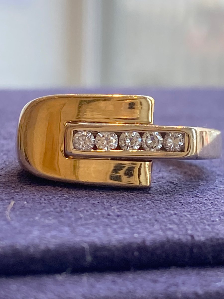 Bague moderniste deux ors & diamants-photo-4