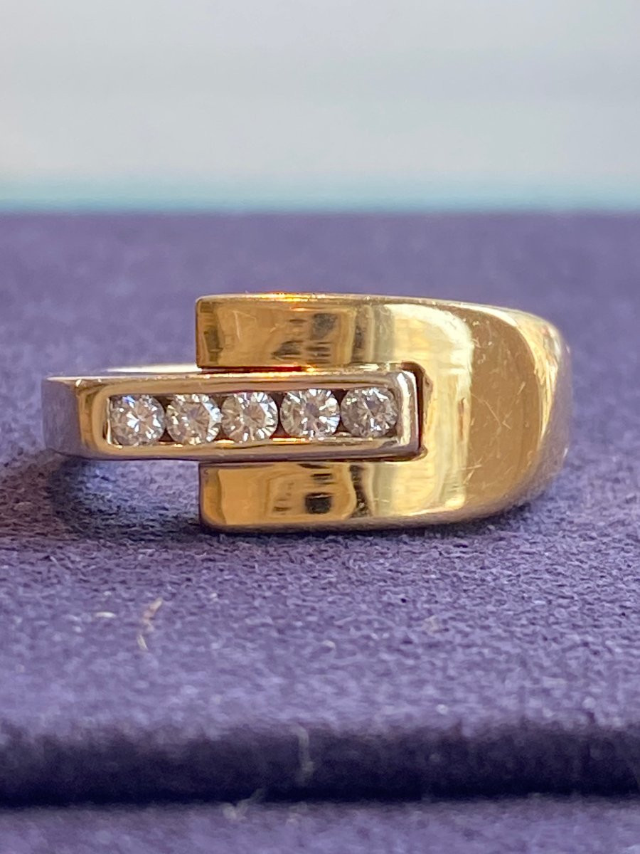Bague moderniste deux ors & diamants-photo-1