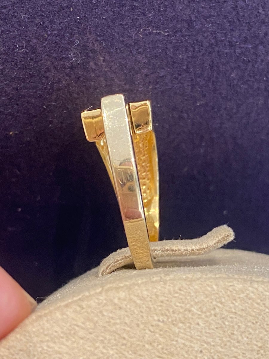 Bague moderniste deux ors & diamants-photo-3