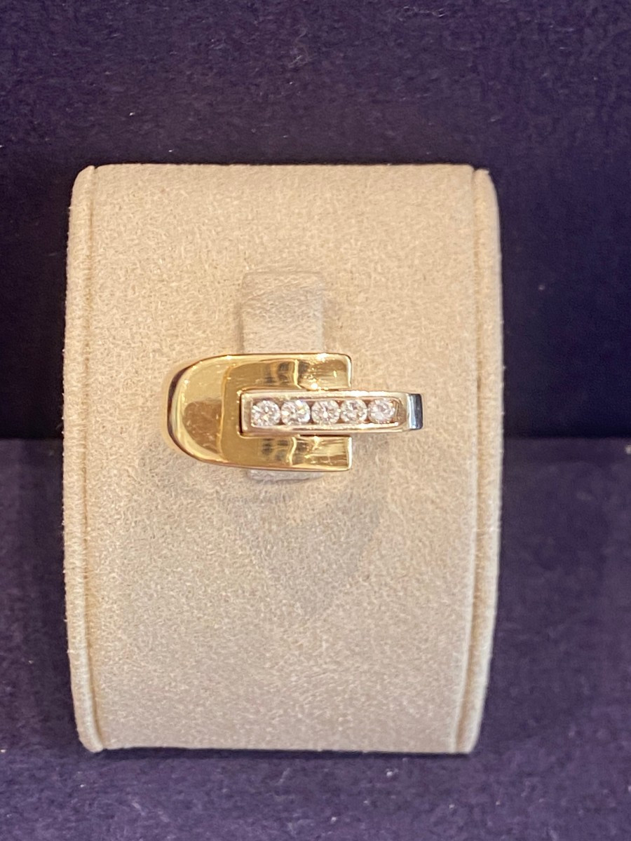 Bague moderniste deux ors & diamants