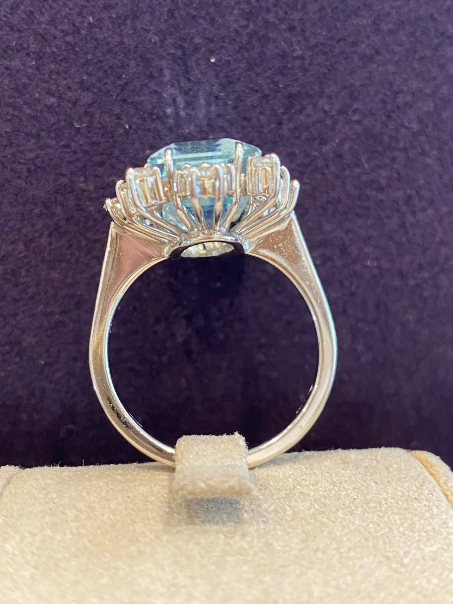 BAGUE COCKTAIL AIGUE-MARINE & DIAMANTS 70'-photo-3
