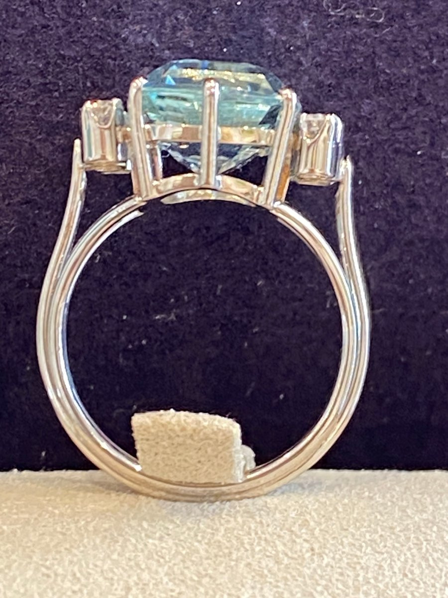 BAGUE COCKTAIL AIGUE-MARINE & DIAMANTS 60'-photo-2