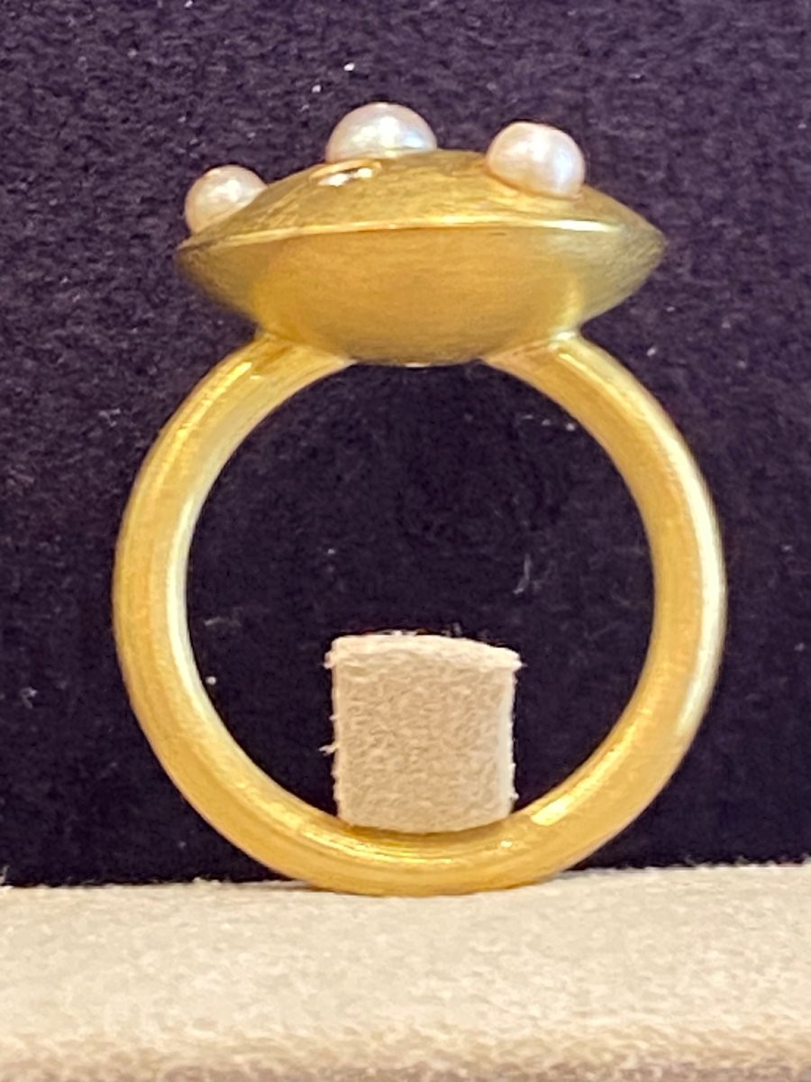 Bague d'artiste en or, diamants & perles-photo-3