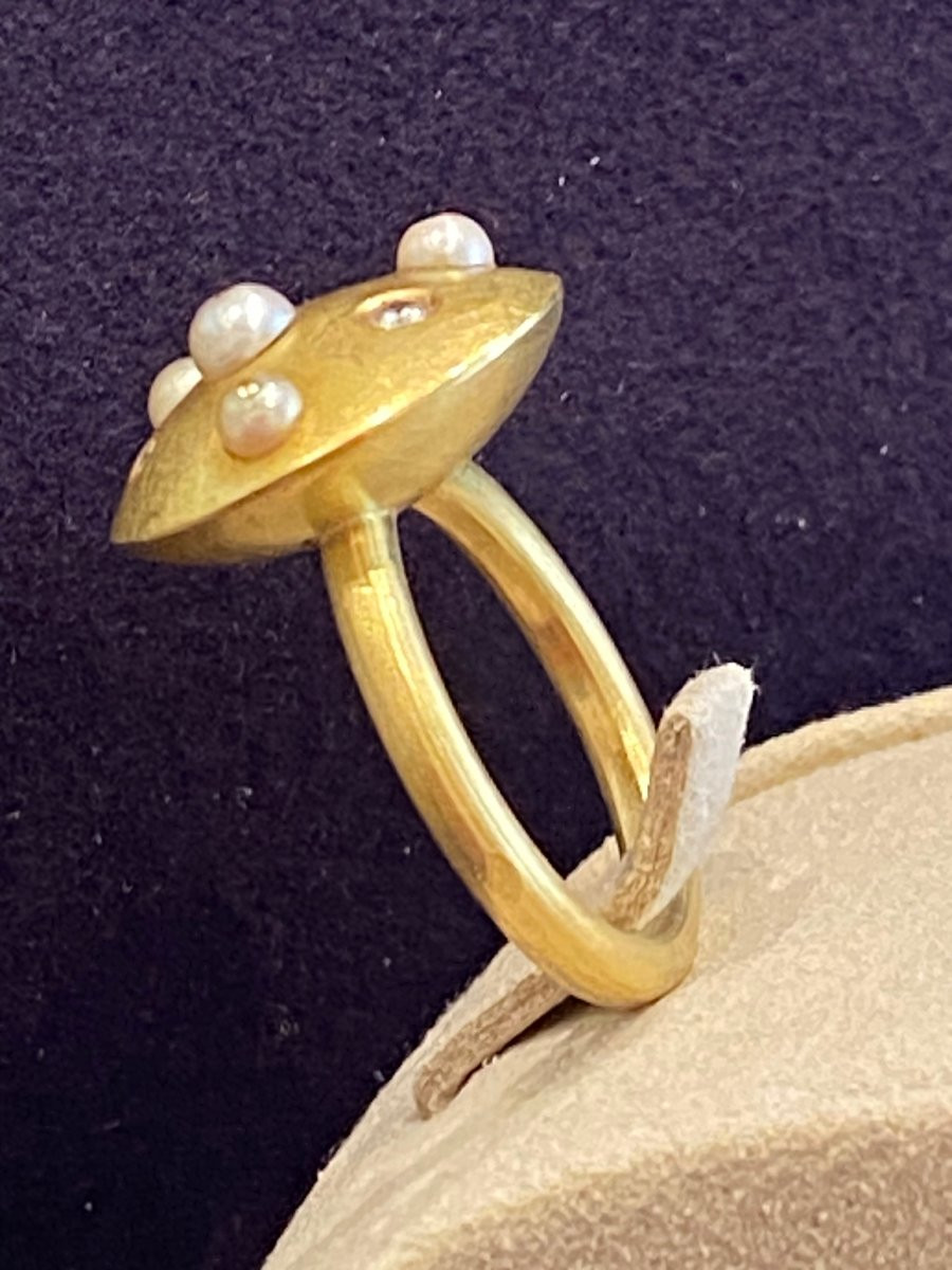 Bague d'artiste en or, diamants & perles-photo-1