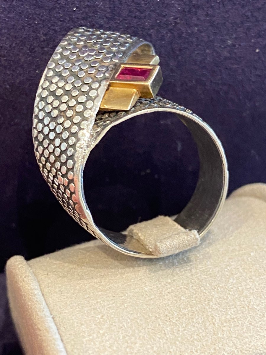 JANINE RENARD (1947), BAGUE MODERNISTE-photo-2