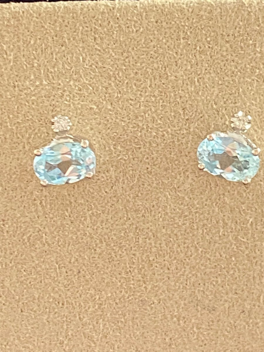 Boucles d'oreilles topazes bleues & diamants-photo-2