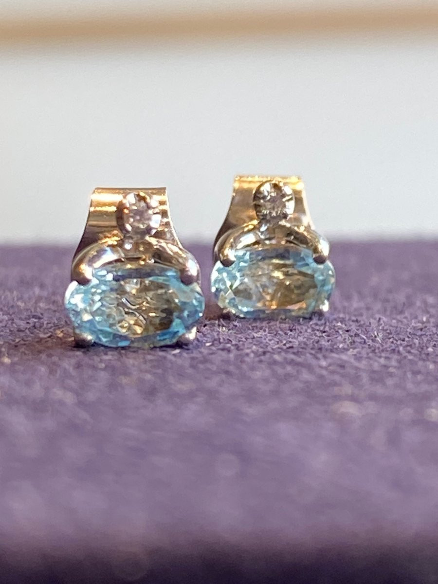 Boucles d'oreilles topazes bleues & diamants-photo-3