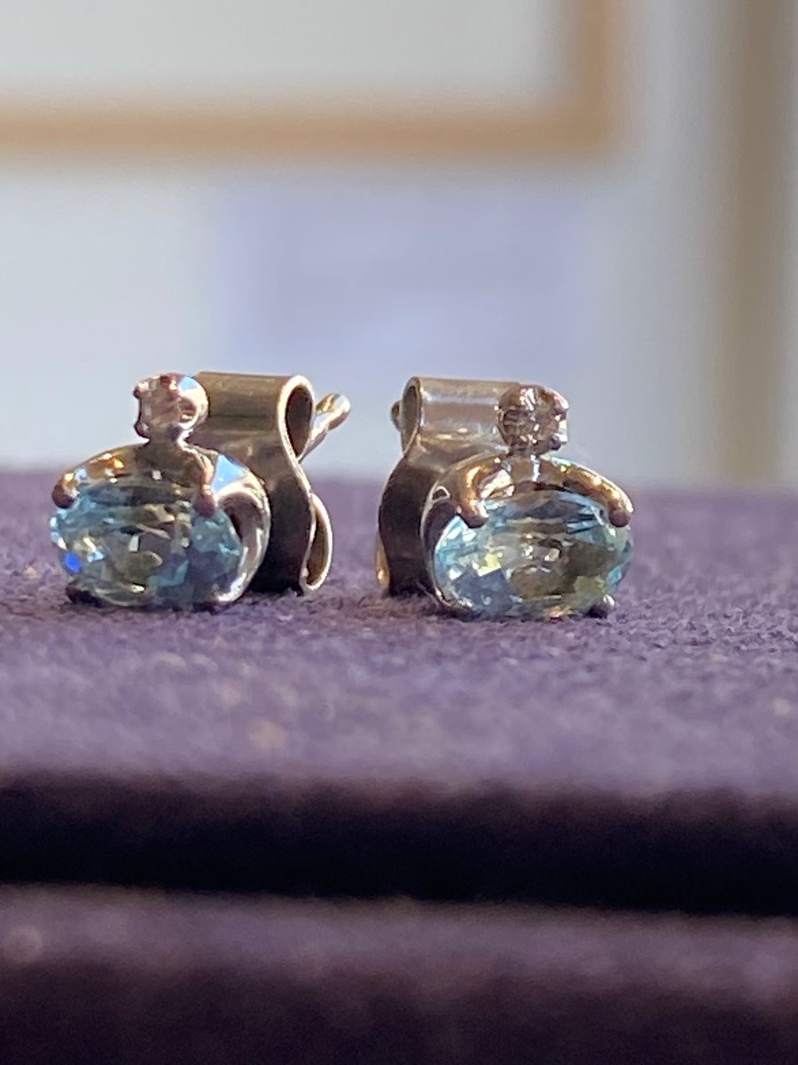 Boucles d'oreilles topazes bleues & diamants-photo-5
