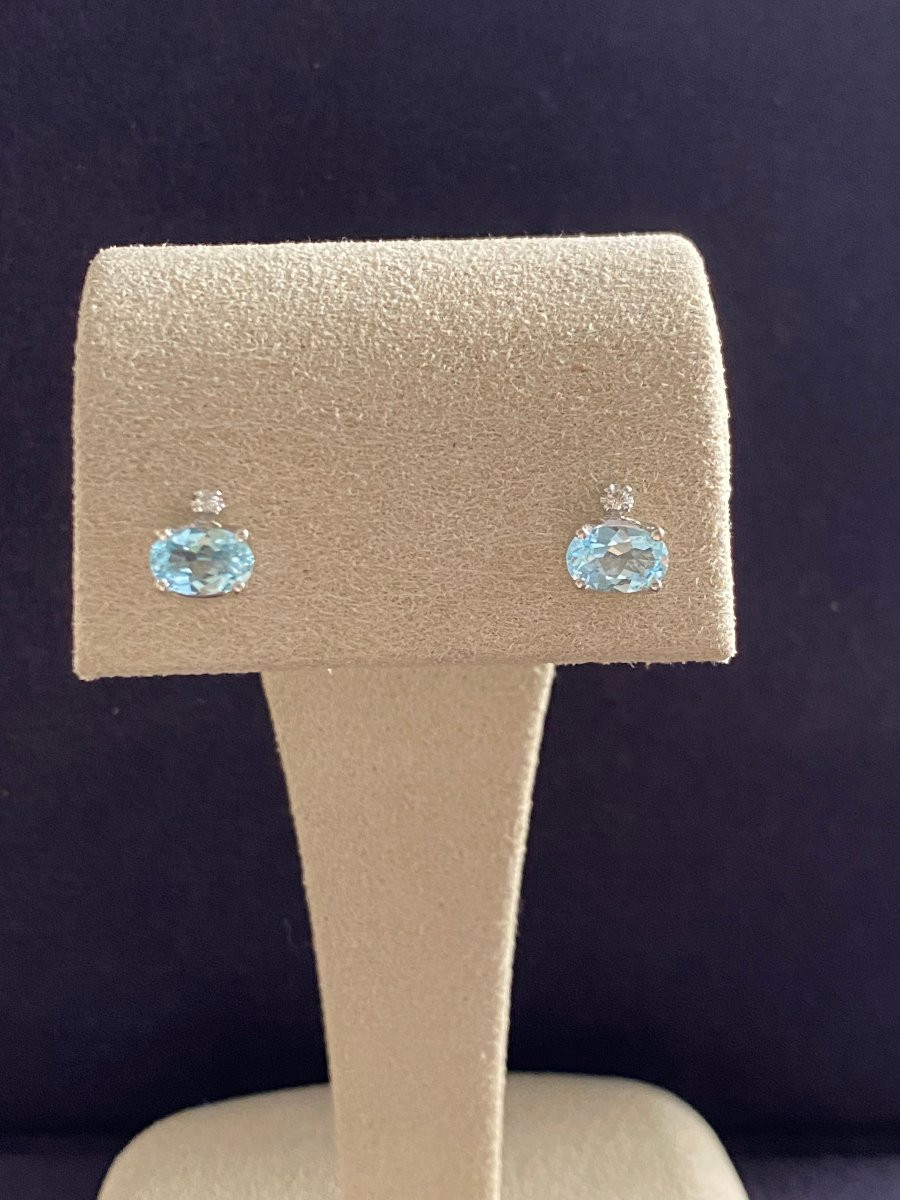 Boucles d'oreilles topazes bleues & diamants-photo-6