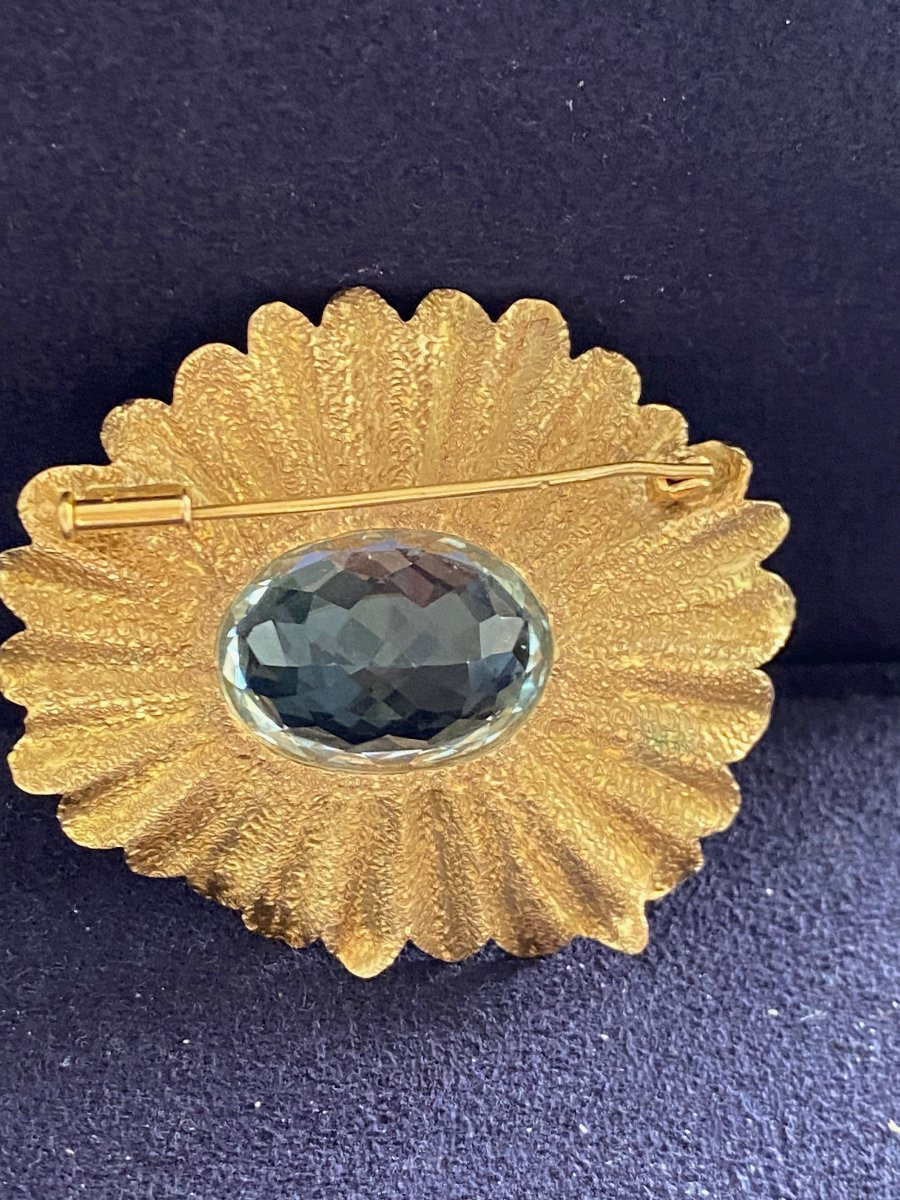 Yvonne Arnould, Blue Topaz Flower Brooch-photo-3
