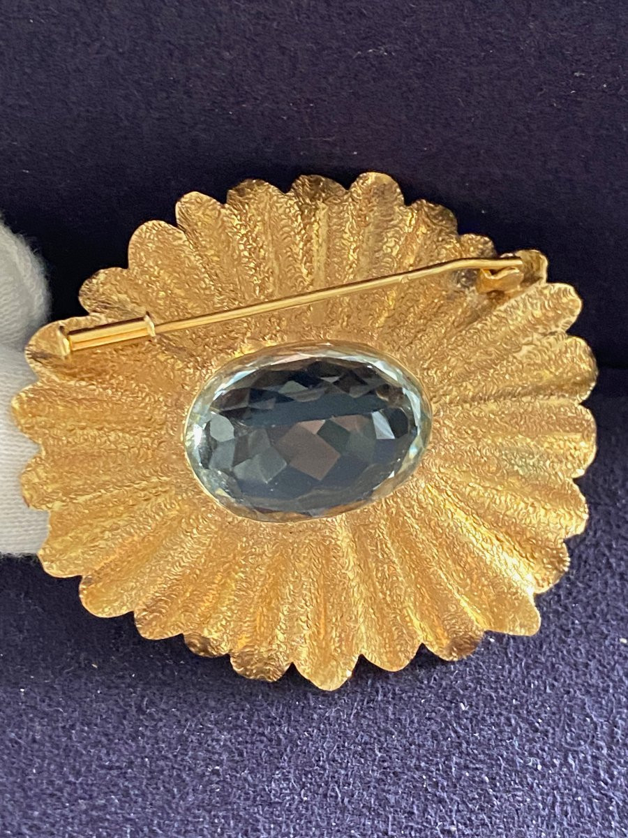 Yvonne Arnould, Blue Topaz Flower Brooch-photo-5