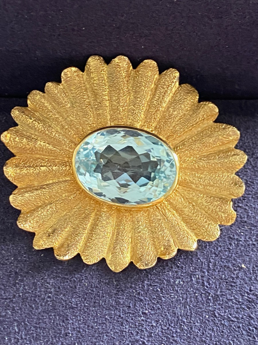 Yvonne Arnould, Blue Topaz Flower Brooch