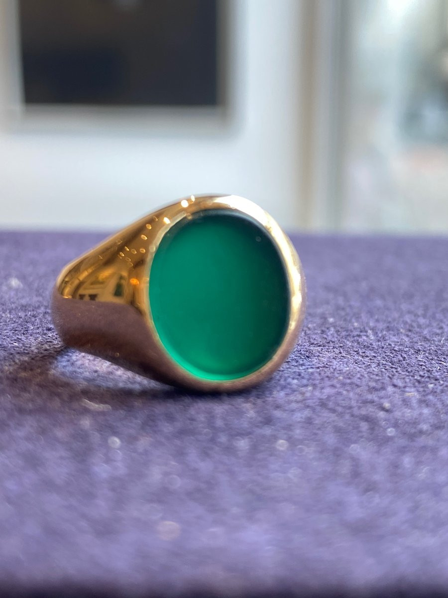 CHEVALIERE EN OR & CHRYSOPRASE-photo-2