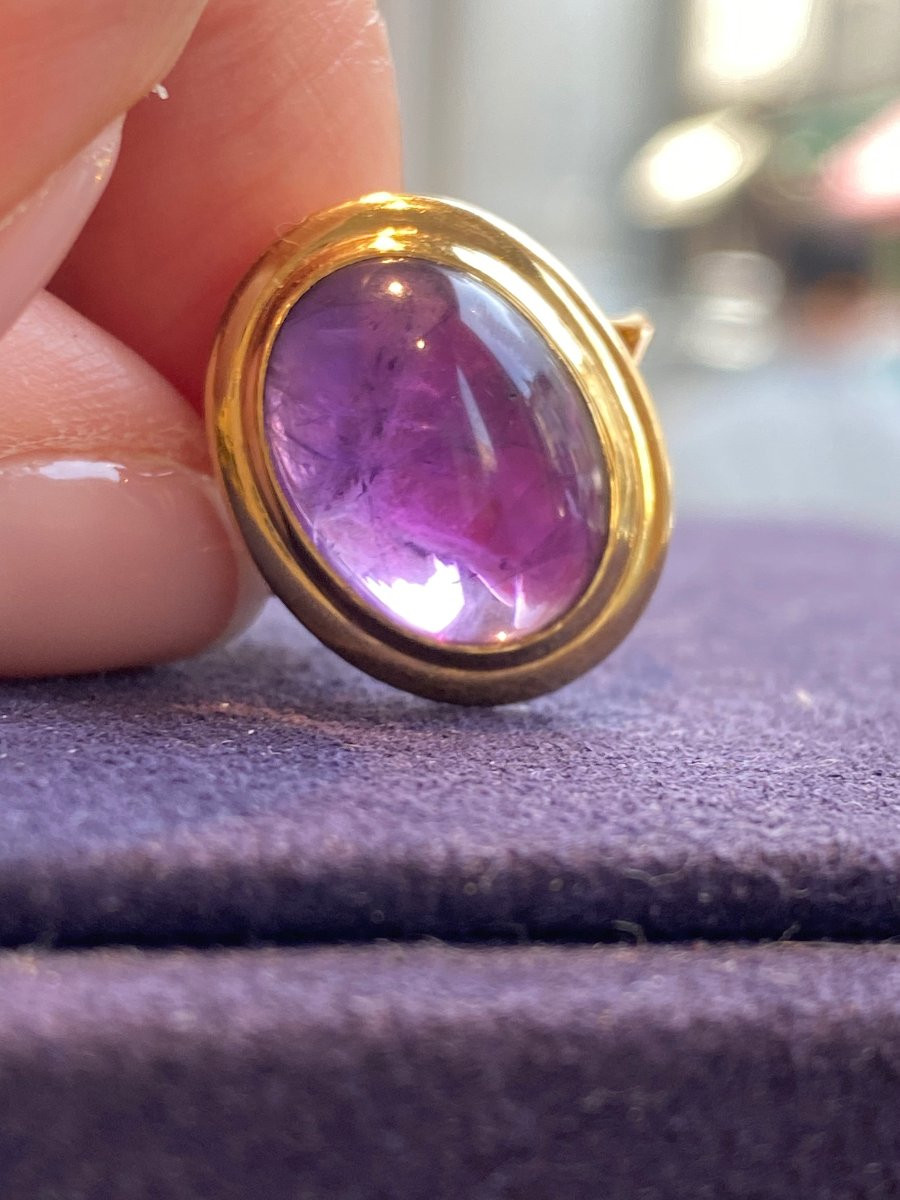Antique Yellow Gold & Cabochon Amethyst Ring-photo-4