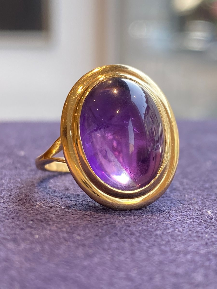 Antique Yellow Gold & Cabochon Amethyst Ring-photo-2