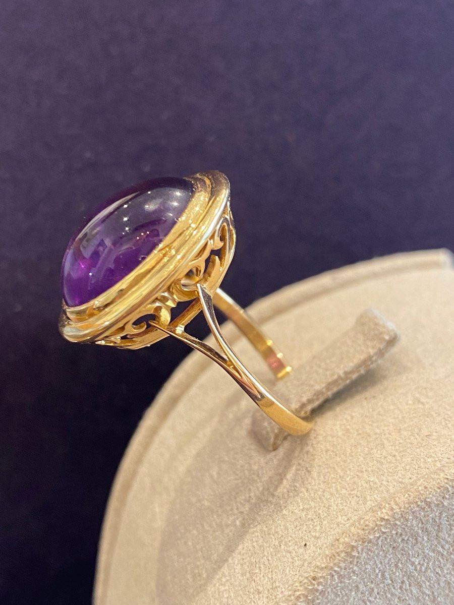 Antique Yellow Gold & Cabochon Amethyst Ring-photo-3