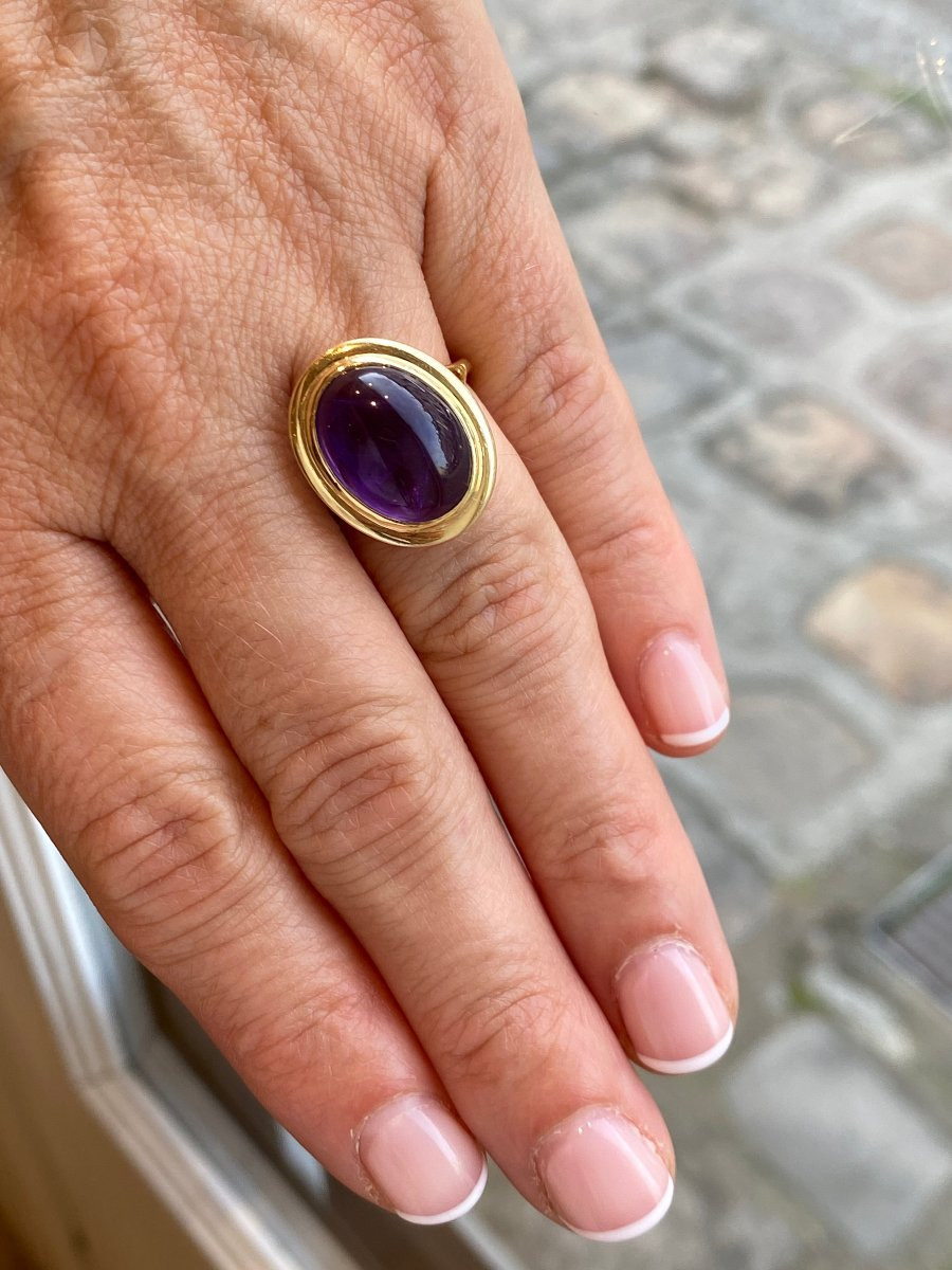 Antique Yellow Gold & Cabochon Amethyst Ring-photo-4