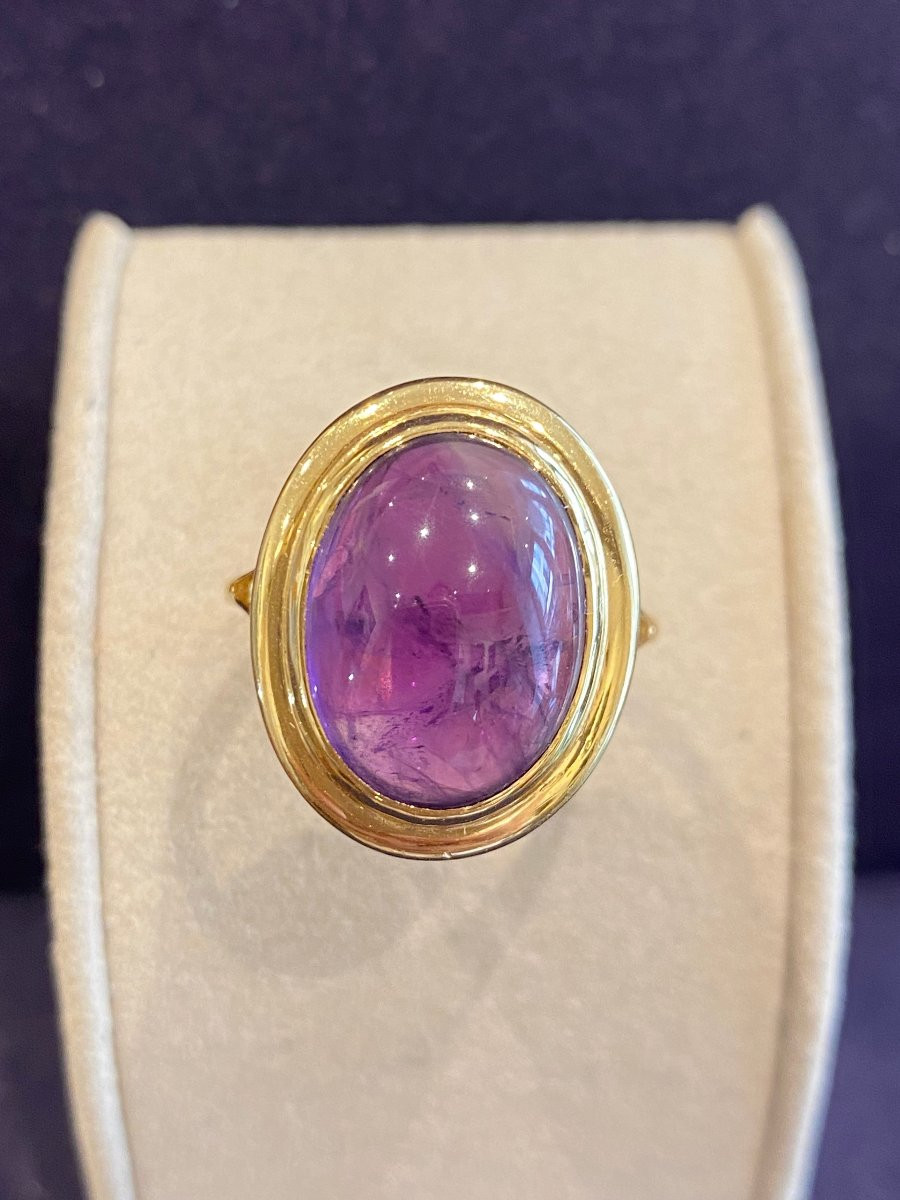 BAGUE ANCIENNE EN OR JAUNE & AMETHYSTE CABOCHON-photo-6