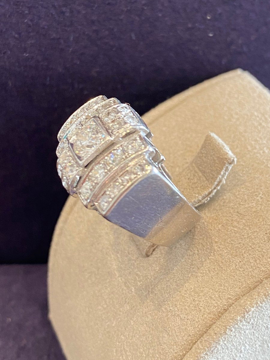 Art Deco Platinum & Diamond Ring-photo-3