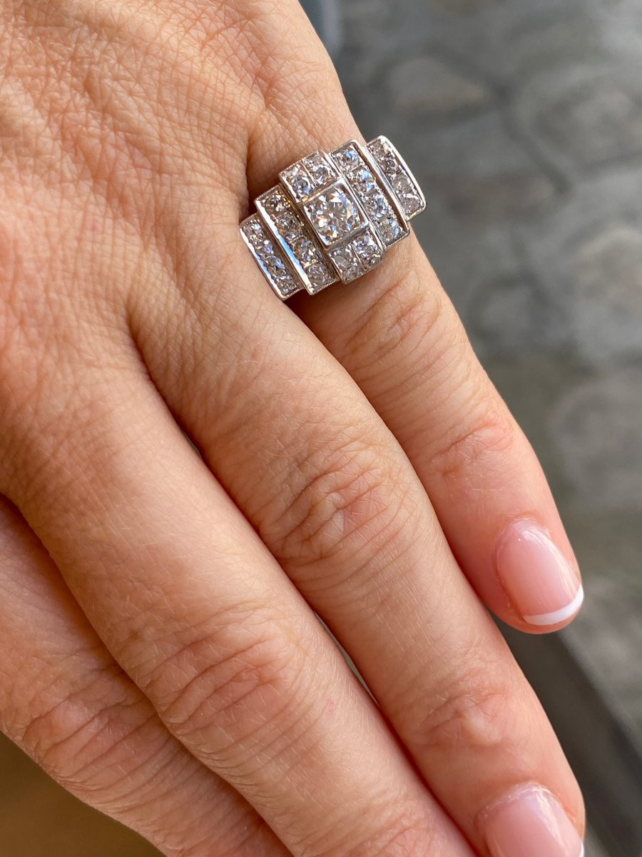 Art Deco Platinum & Diamond Ring-photo-2