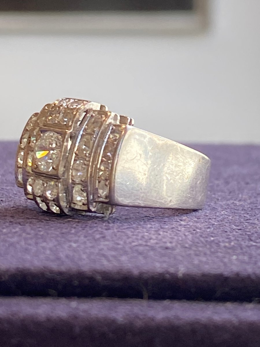 Art Deco Platinum & Diamond Ring-photo-5
