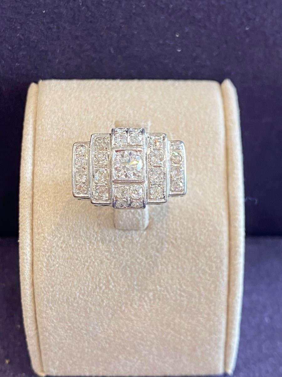 Art Deco Platinum & Diamond Ring-photo-8