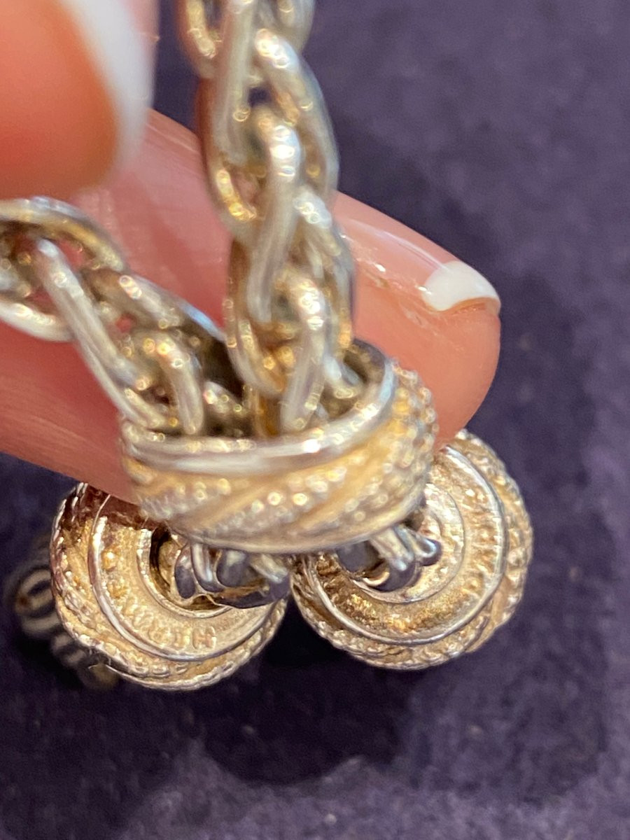 GAETAN DE PERCIN POUR HERMES, PORTE CLES EN ARGENT MOTIFS POMPONS-photo-1