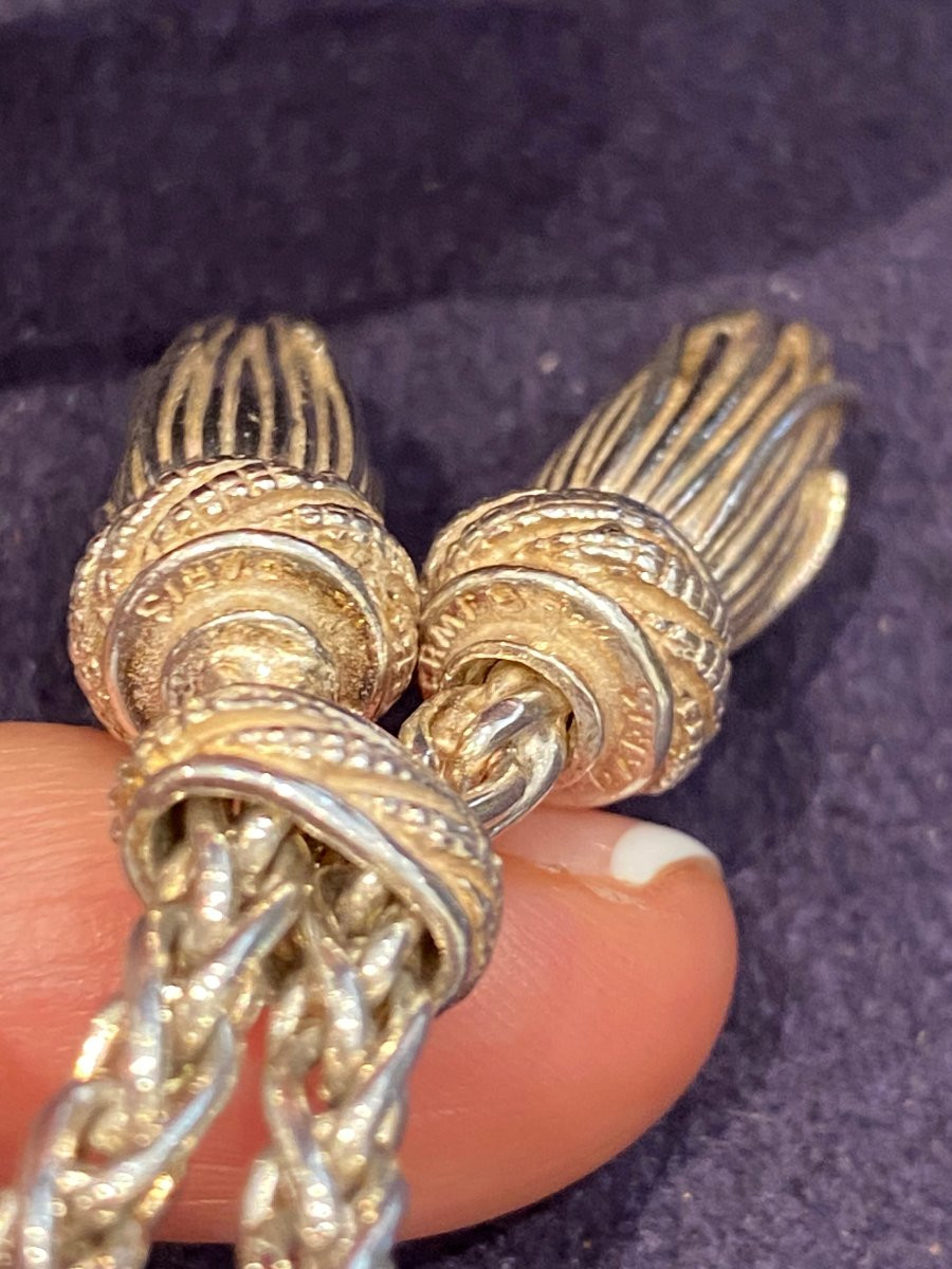 GAETAN DE PERCIN POUR HERMES, PORTE CLES EN ARGENT MOTIFS POMPONS-photo-2