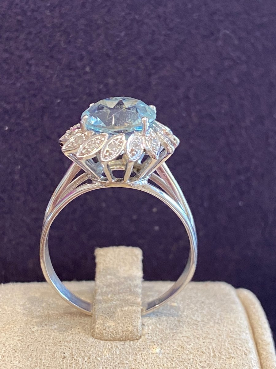BAGUE  MOUVEMENTEE EN OR GRIS & AIGUE-MARINE-photo-3