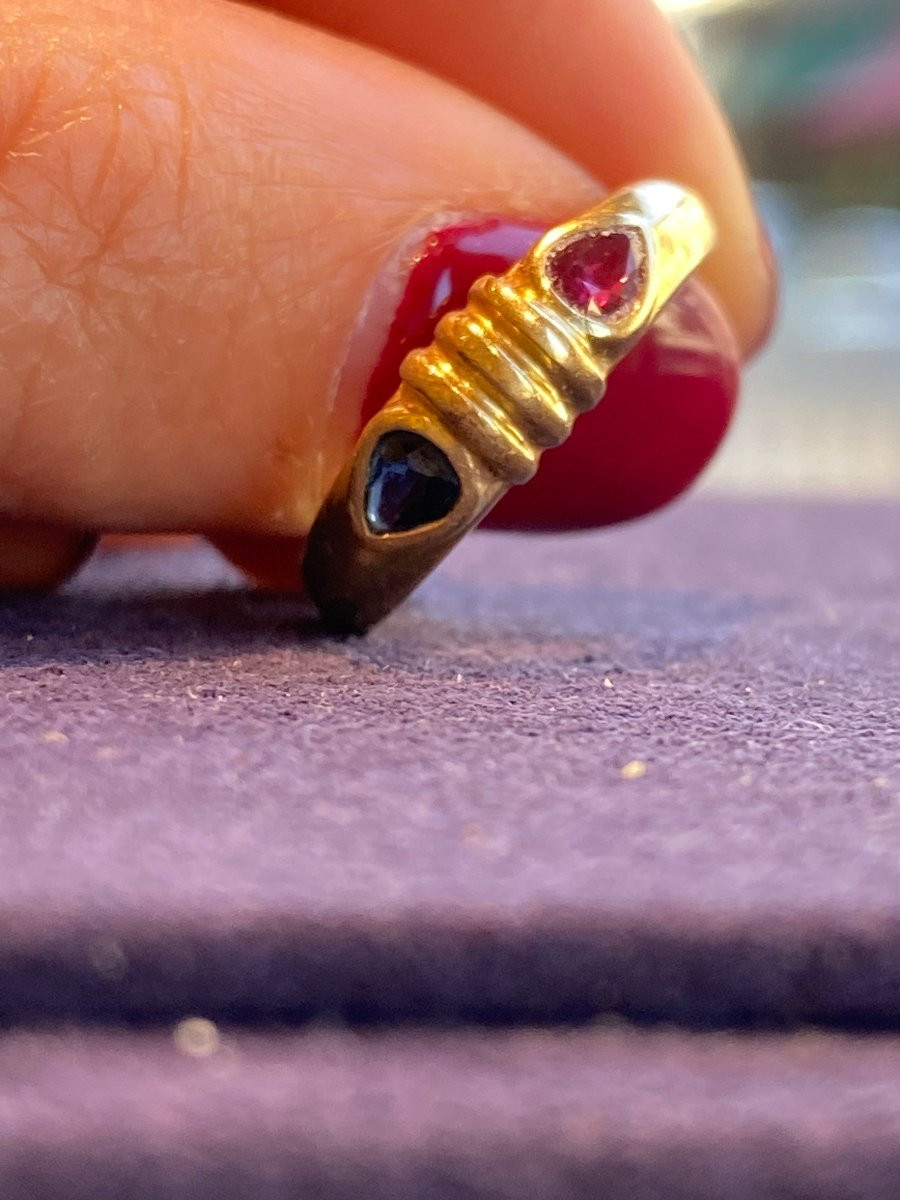 Gold, Sapphire & Ruby Garter Ring-photo-1