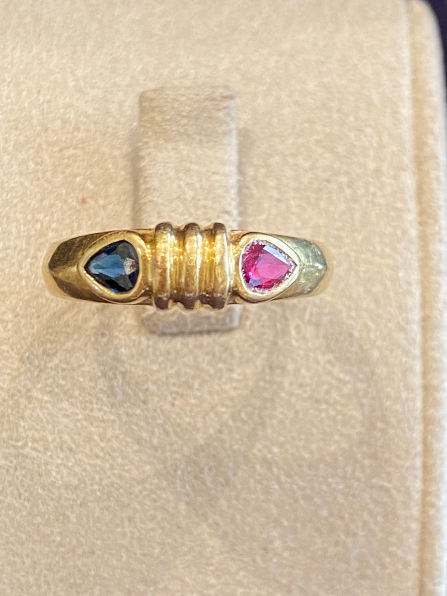 Gold, Sapphire & Ruby Garter Ring