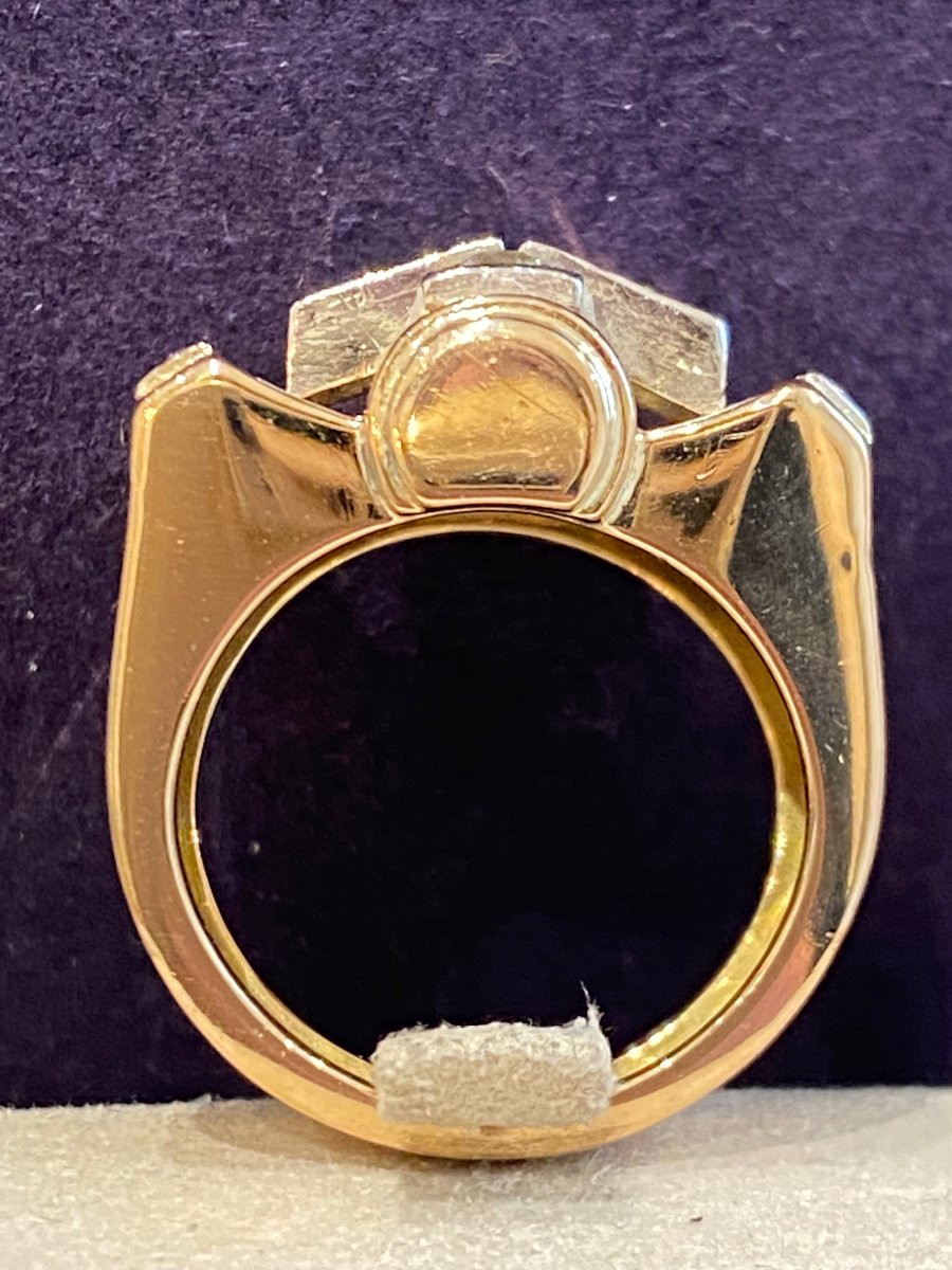 Gold & Diamond Tank Ring-photo-3