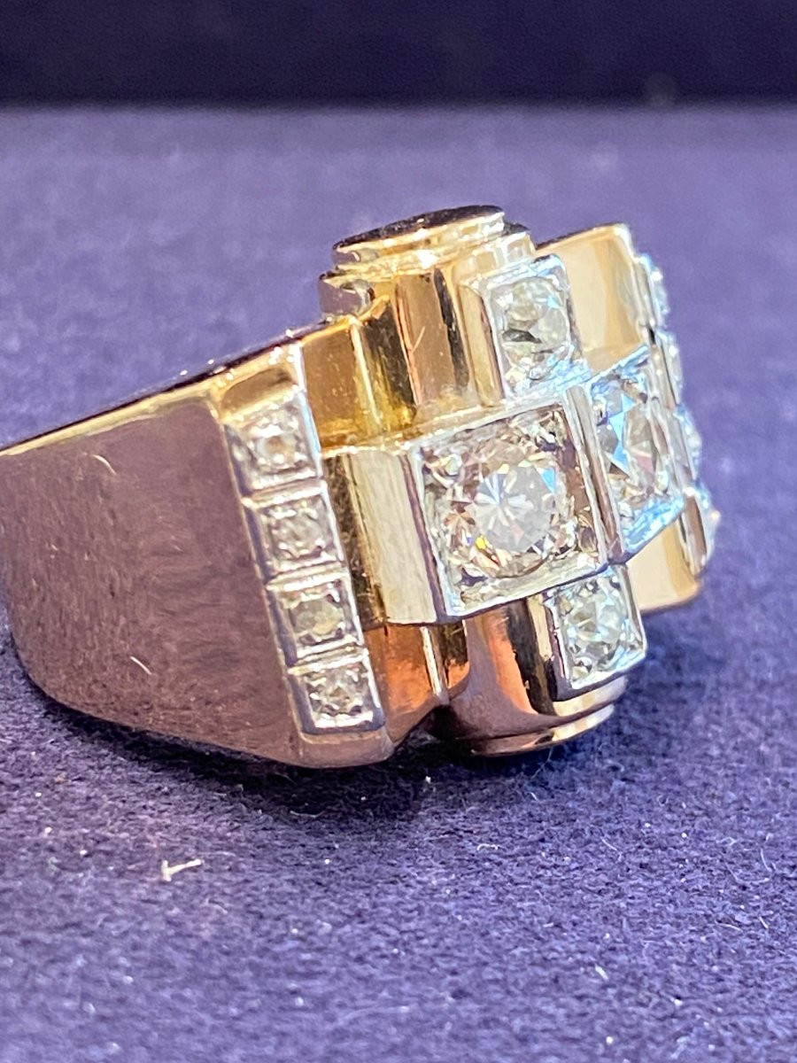 Gold & Diamond Tank Ring-photo-1