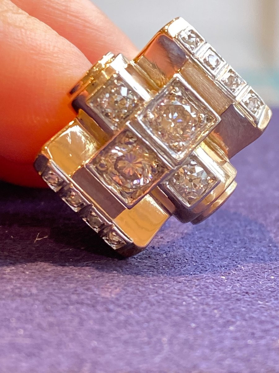 Gold & Diamond Tank Ring-photo-2
