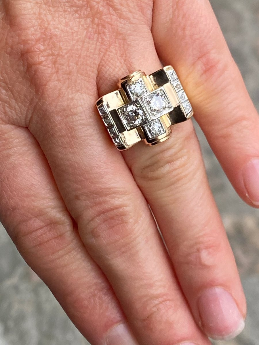 Gold & Diamond Tank Ring-photo-3