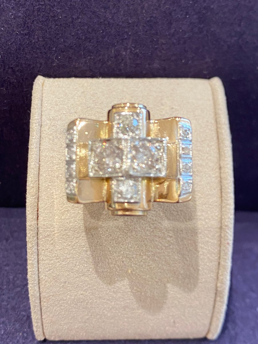 Gold & Diamond Tank Ring-photo-5