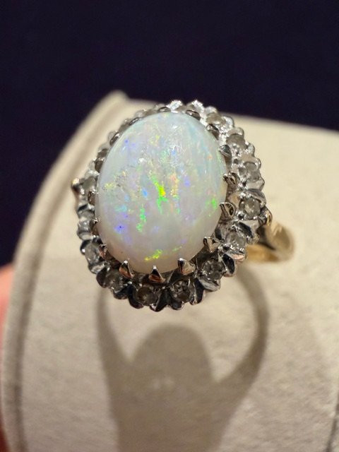 BAGUE ANCIENNE OPALE & DIAMANTS-photo-1