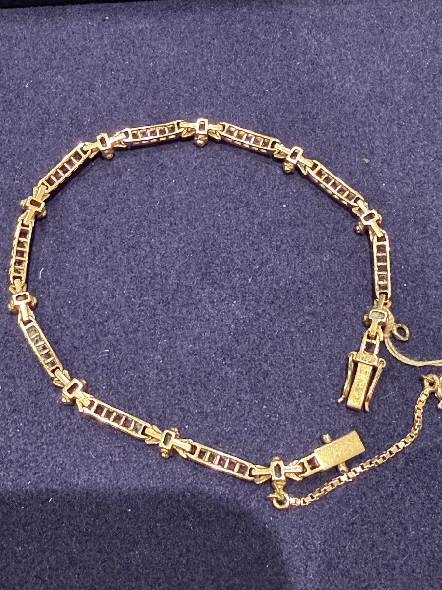 Bracelet articulé en or composé de maillons rubis et diamants-photo-2