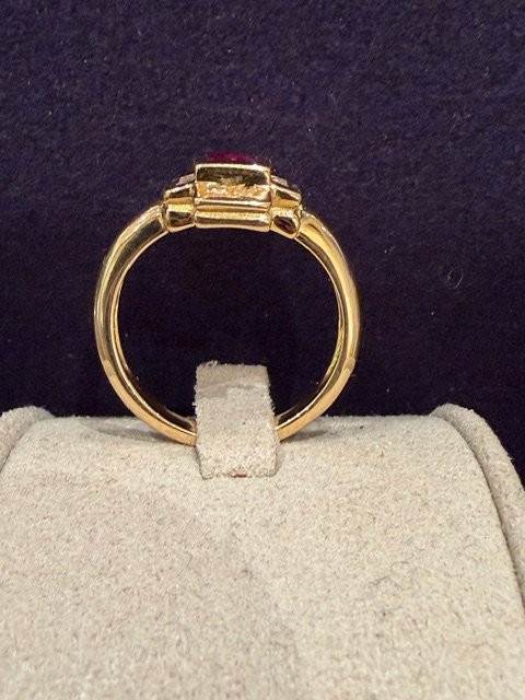 BAGUE MODERNE POMPADOUR STYLISEE RUBIS & DIAMANTS-photo-2