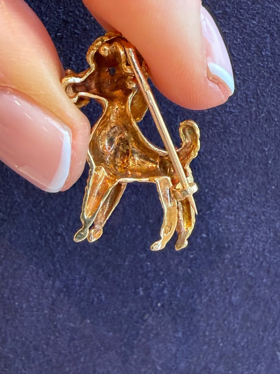 BROCHE CANICHE EN OR -photo-2